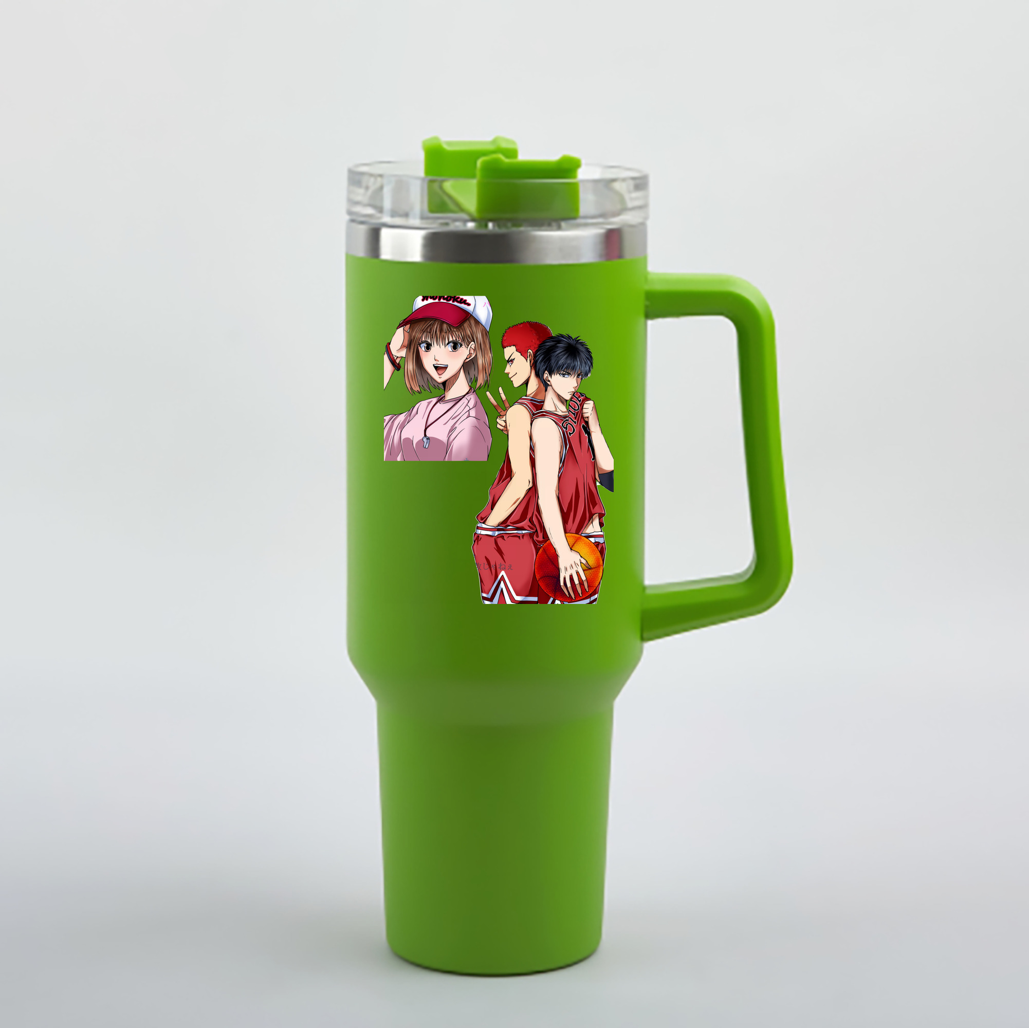 （画像用） SLAM DUNK／スラムダンク 1200mL車用タンブラー - クリスタルステッカー（プラスチックストロー付き）